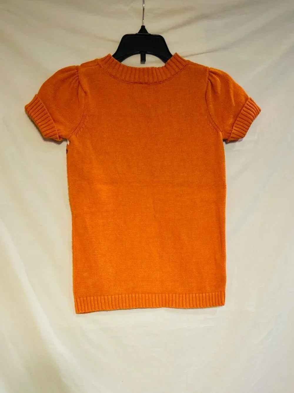 Gymboree Girls Small 5/6 Orange Pumpkin Short Sleeve Tunic Sweater Fall